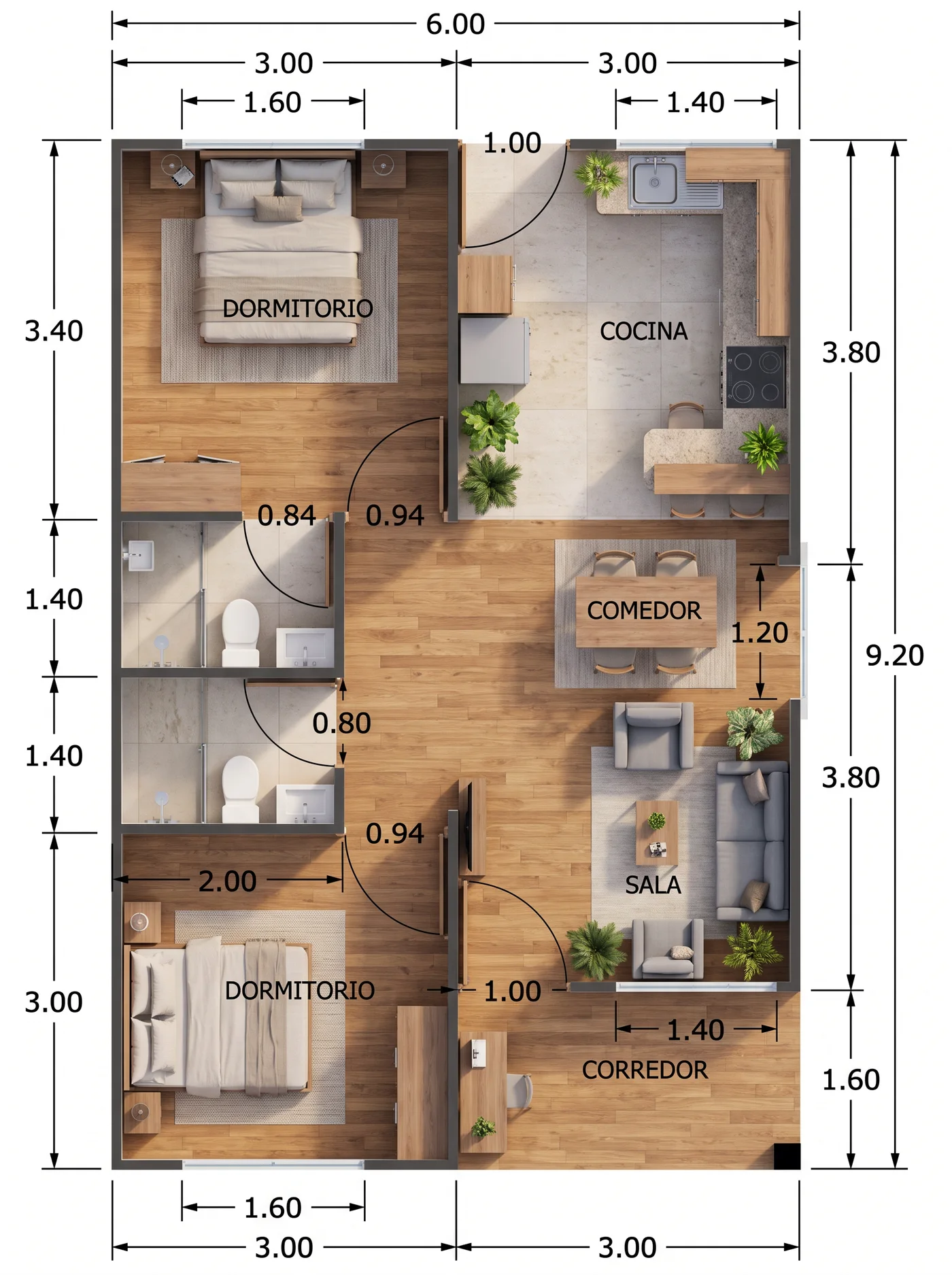 Distribución — CASA 55.2 m²