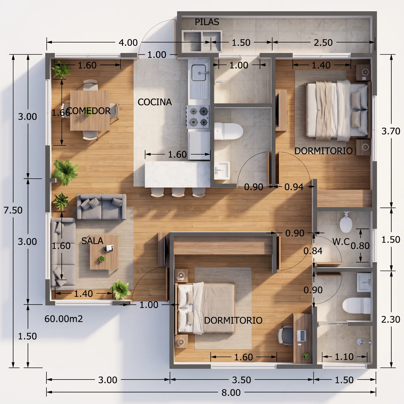 Distribución — CASA 60 m²