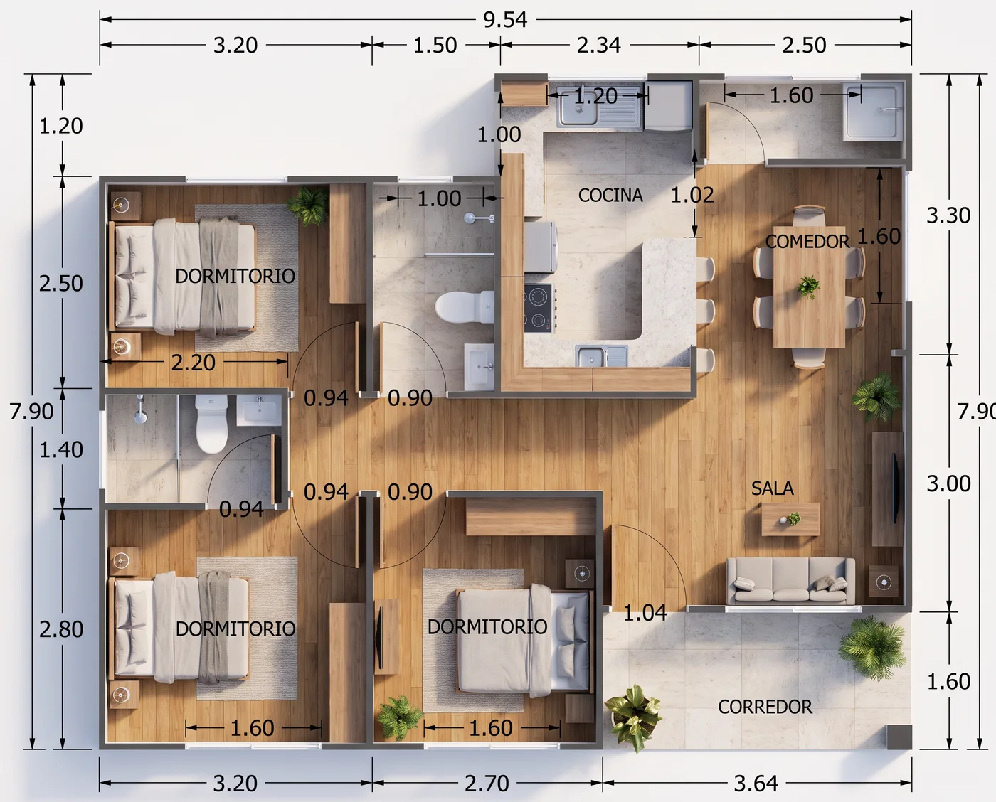 Distribución — CASA 75 m²