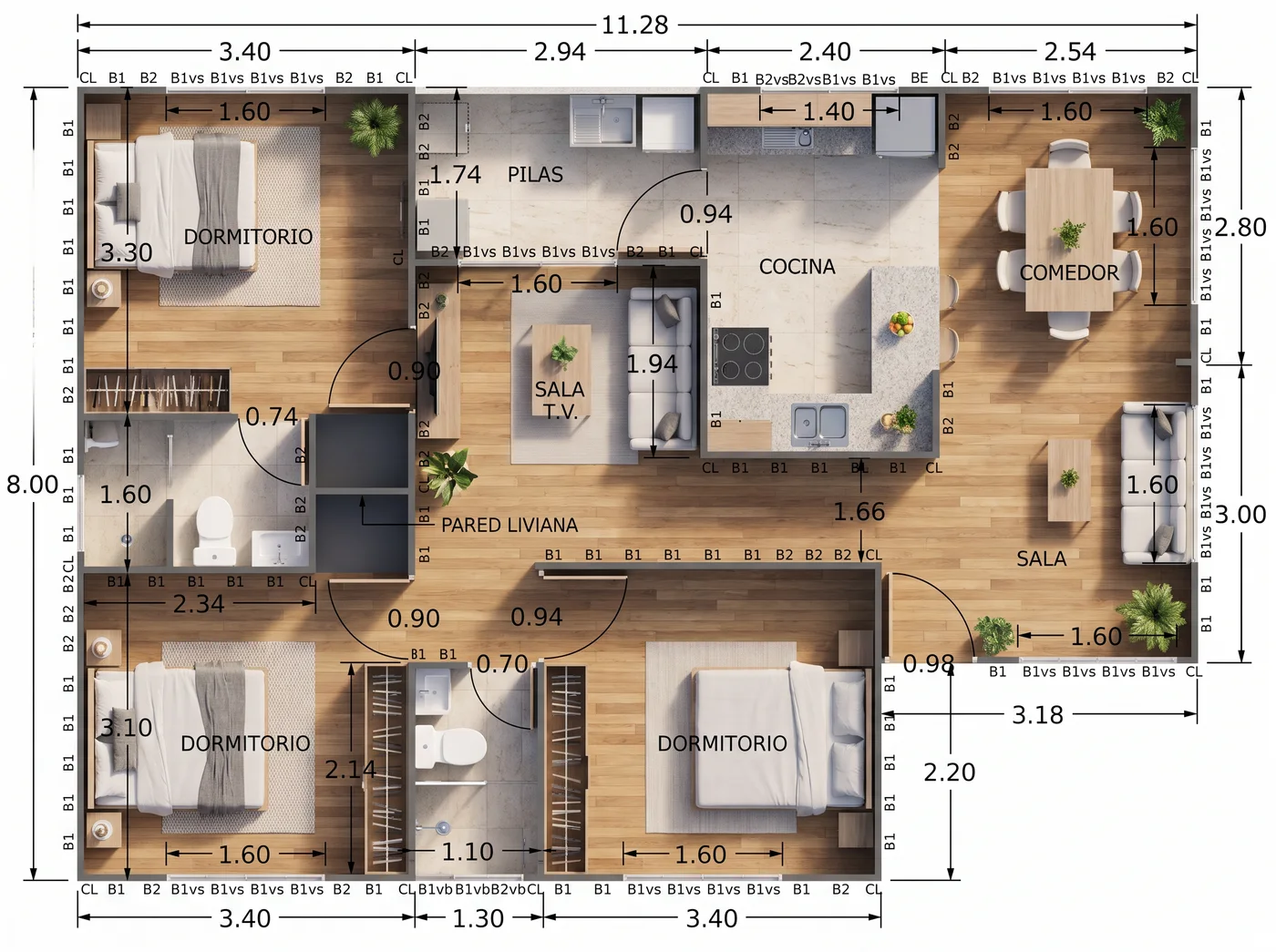 Distribución — CASA 90.24 m²