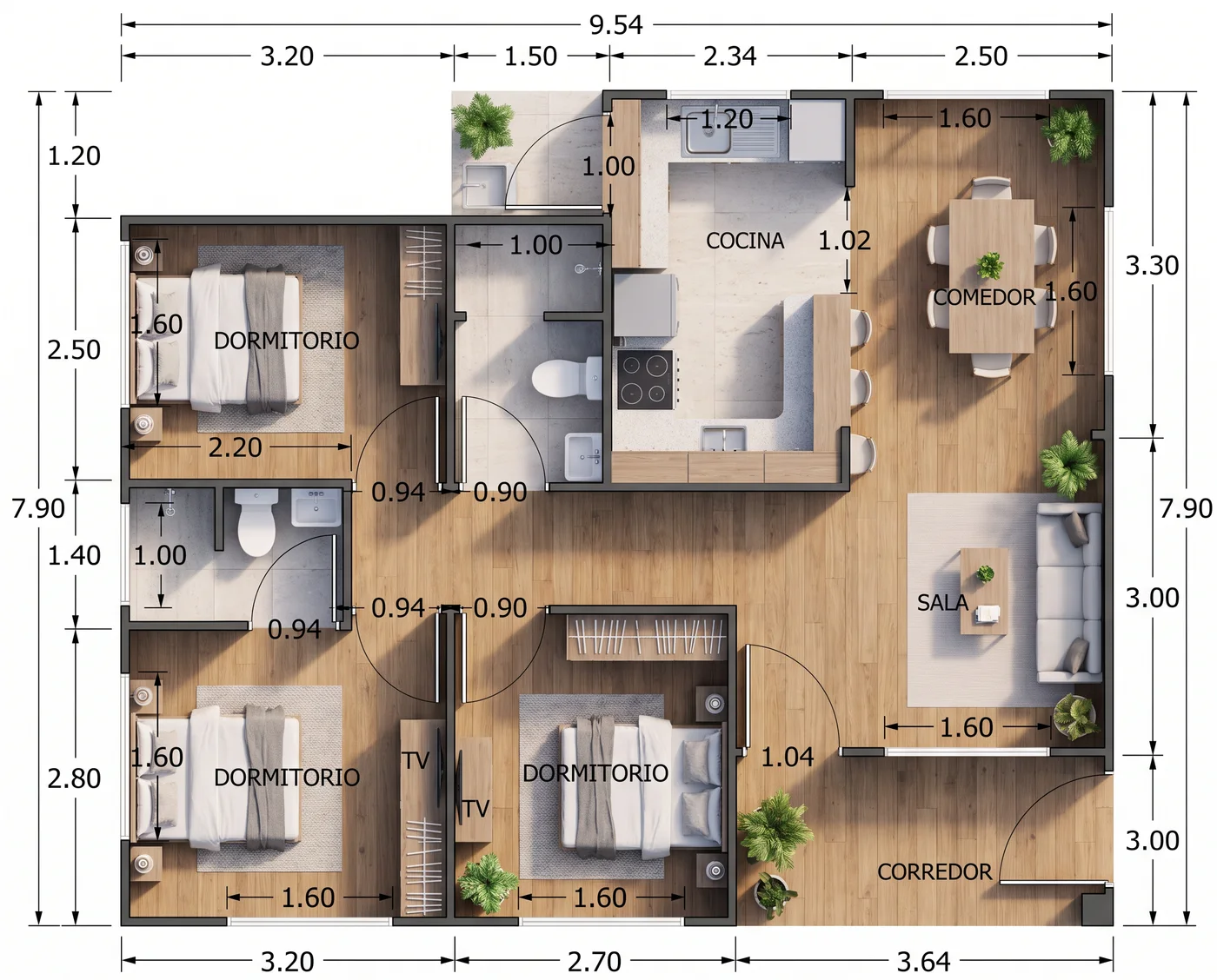 Distribución — CASA 95MTS