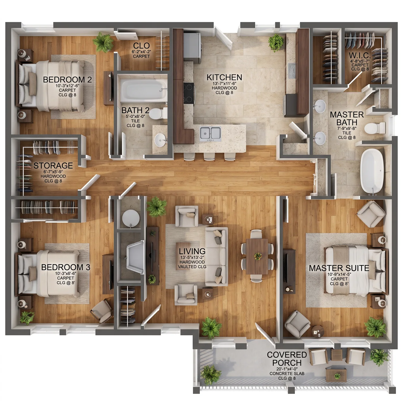 Distribución — Casa de 3 dormitorios