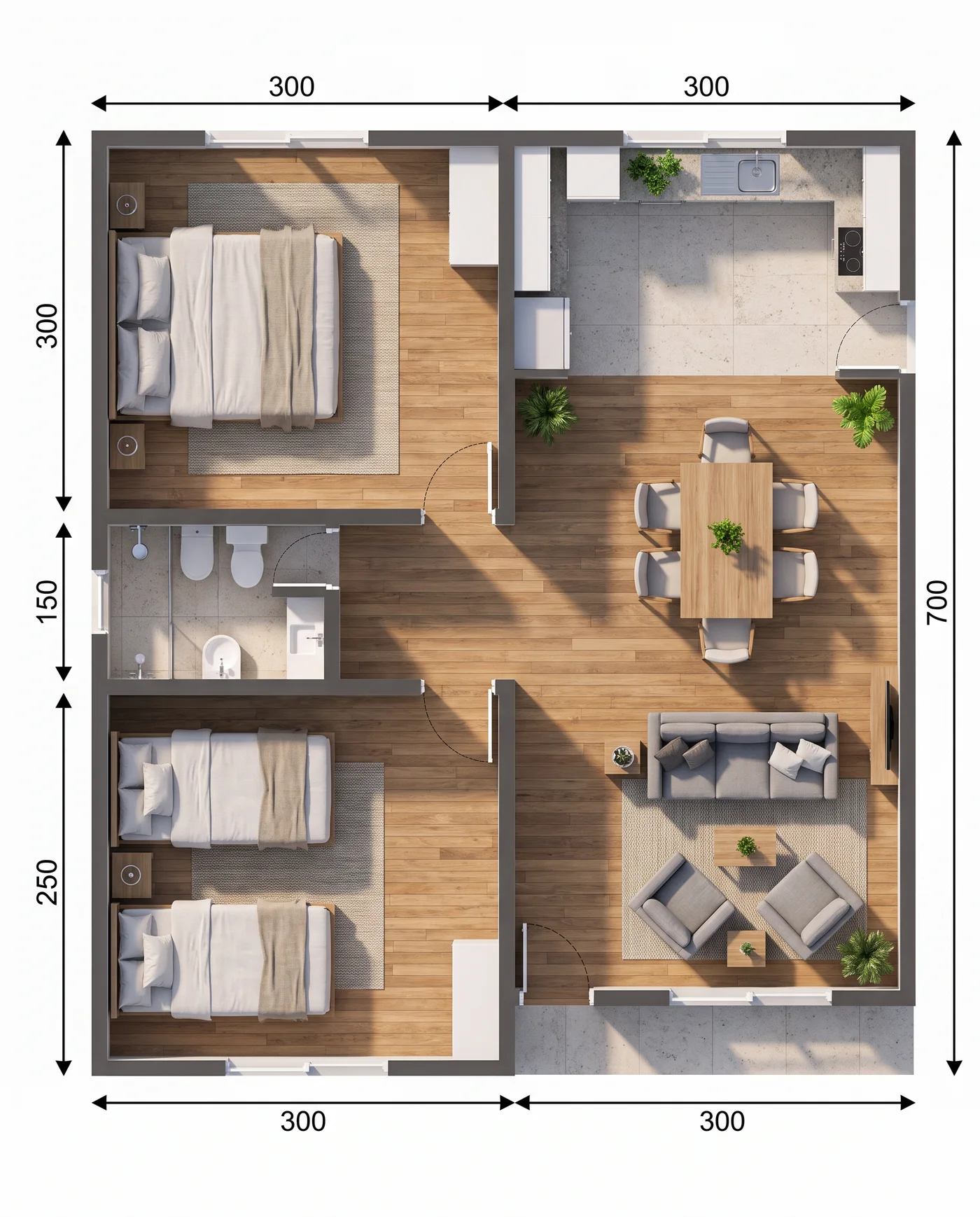 Distribución — Plano de 42 m 2