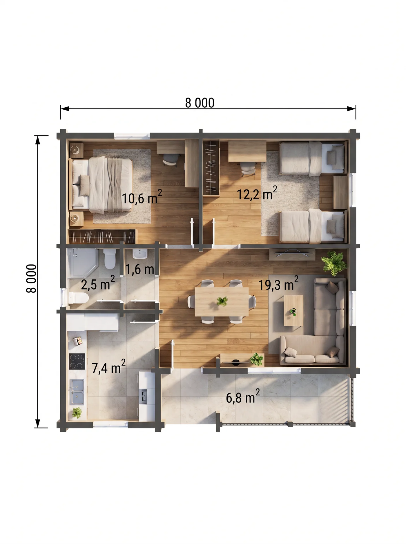 Distribución — Casa de 64m