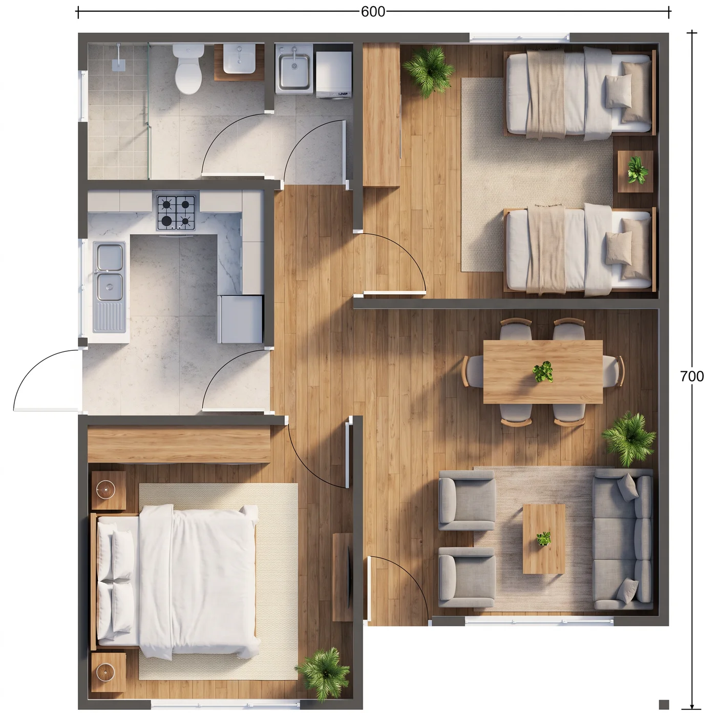 Distribución — Plano de casa 42m 3